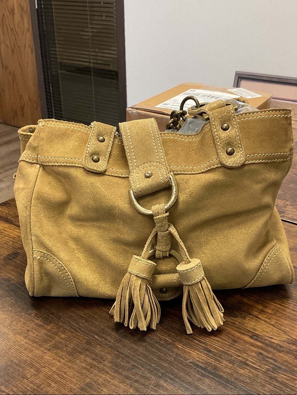 J. Crew Suede Tassel Shoulder Bag in Mustard